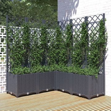 Vidaxl Vrtna žardinjera s rešetkom plavo-siva 120x120x136 cm PP