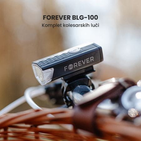  Forever BLG-100 komplet LED svjetala za bicikl, prednja i stražnja 