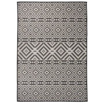 Vidaxl Vanjski tepih ravnog tkanja 140 x 200 cm crne pruge