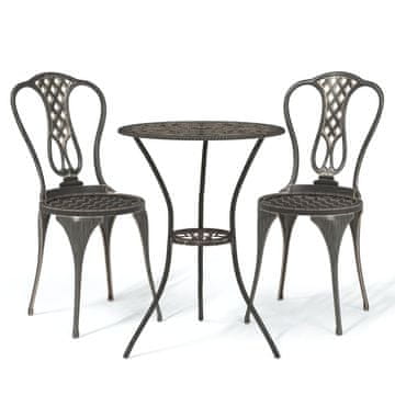 Vidaxl 3-dijelni bistro set od lijevanog aluminija brončani