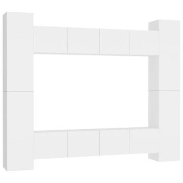 Vidaxl 8-dijelni set TV ormarića bijeli od konstruiranog drva