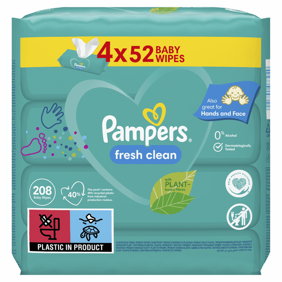 Pampers Fresh Clean vlažne maramice, 4x 52 komada