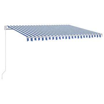 Vidaxl Tenda na ručno uvlačenje s LED svjetlom 450x350 cm plavo-bijela