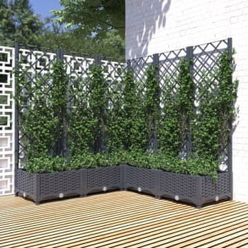 Vidaxl Vrtna žardinjera s rešetkom plavo-siva 120x120x121,5 cm PP