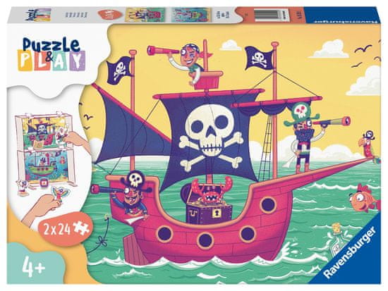 Ravensburger Puzzle & Play Pirati i zemlja na vidiku, 2 x 24 dijelova