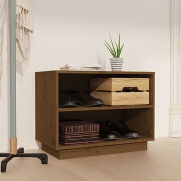 Vidaxl Ormarić za cipele boje meda 60x34x45 cm masivni borov drvo