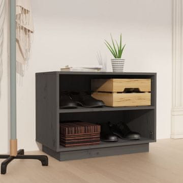Vidaxl Ormarić za cipele sivi 60x34x45 cm masivni borov drvo