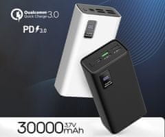 Platinet PMPB30WQC728B punjiva baterija, 30.000 mAh, QC 3.0, PD 3.0, USB-C, crna
