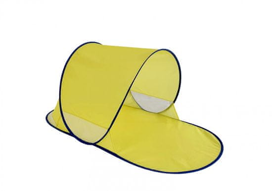 Teddies šator za plažu, s UV filterom, 140 x 70 x 62 cm, sklopivi, poliester/metal, ovalni, žuti, u platnenoj torbi