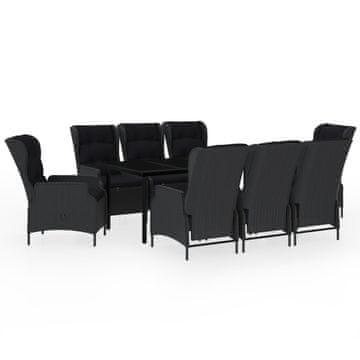 Vidaxl 9-dijelni vrtni blagovaonski set tamnosivi