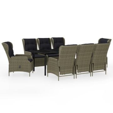 Vidaxl 9-dijelni vrtni blagovaonski set smeđi