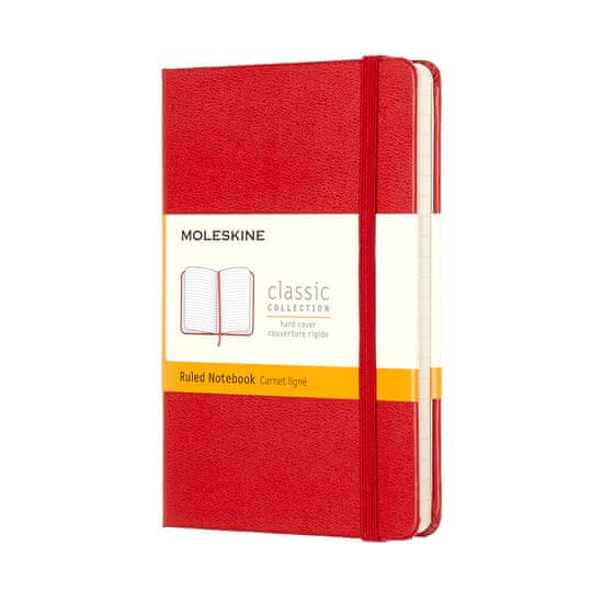 Moleskine džepna bilježnica, s crtama, tvrdi uvez, crvena