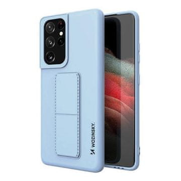 WOZINSKY Wozinsky Kickstand maska silikonska maska s postoljem za Samsung Galaxy S21 Ultra 5G svijetlo plava