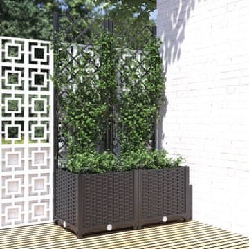 Vidaxl Vrtna žardinjera s rešetkom, crna, 80x40x136 cm, PP