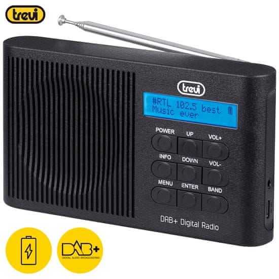 Trevi 7F91 R radio, DAB/DAB+/FM, punjiva baterija, crni