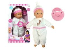 Lean-toys Djevojčica u bijeloj pidžami s dudom od 40 cm