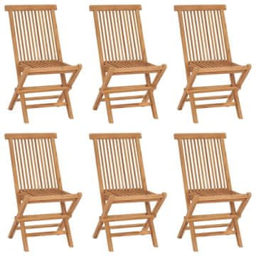 Vidaxl Sklopive vrtne stolice 6 kom od masivne tikovine