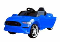 Lean-toys Plavi sportski auto USB SD koža i mekani kotači + daljinski upravljač 2x45W