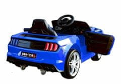 Lean-toys Plavi sportski auto USB SD koža i mekani kotači + daljinski upravljač 2x45W