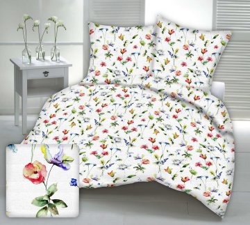 Posteljina od kore 160x200 cvjetni akvarel na bijeloj pozadini