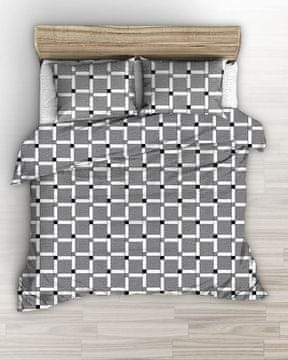 Posteljina od kore 160x200 siva u asimetričnu kocku