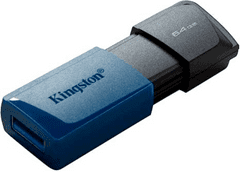 DataTraveler Exodia M USB stick, 64 GB, 3.2 Gen 1, klizni priključak, crno-plavi (DTXM/64GB)