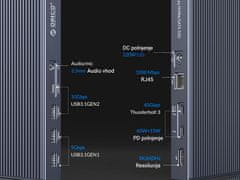 Orico TB3 priključna stanica, USB-C, 2x M.2 NVMe, 4x USB 3.1, DP, RJ45, siva (TB3-S2-EU-GY-BP)