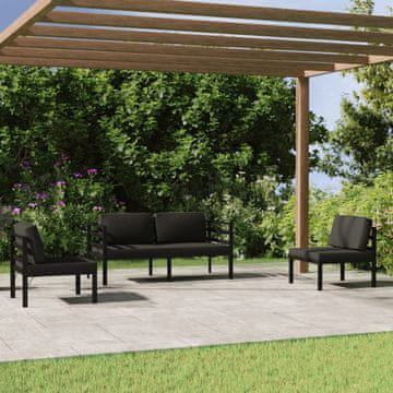 Vidaxl Vrtni namještaj od 4 dijela s jastucima, aluminij, antracit