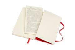 Moleskine džepna bilježnica, bez crta, meki uvez, crvena
