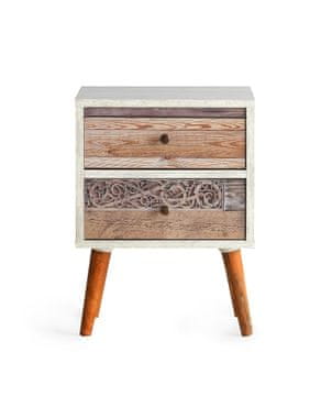 Woody Fashion Noćni ormarić, Bijela boja Orah, Malmö