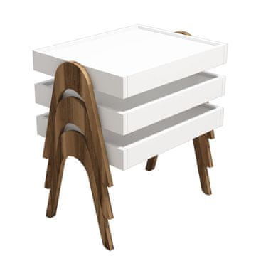 Woody Fashion Set stolića ROMA WHITE, Roma - Walnut, White