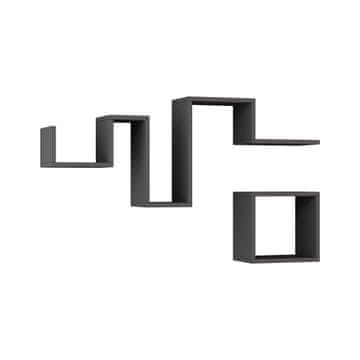 Woody Fashion Zidna polica, Antracit, Follow - Anthracite