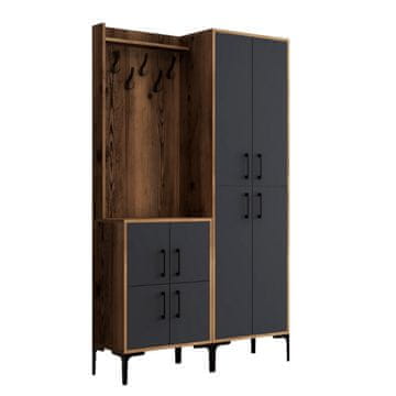 Woody Fashion Ormar za predsoblje, Berlin BA - Walnut, Anthracite