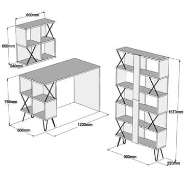 Woody Fashion Studijski stol i policu za knjige, Extra 2 - Oak