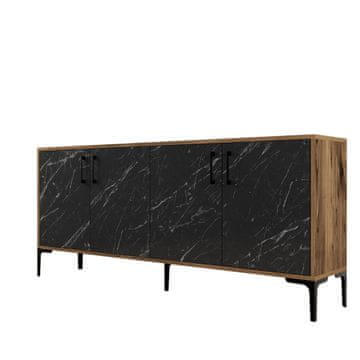 Woody Fashion Komoda, Kiev - Walnut, Black Marble