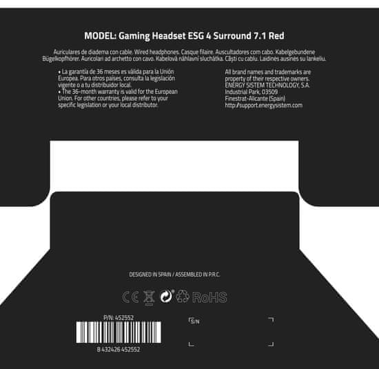 Cascos Gaming ESG 4 Surround 7.1 Red