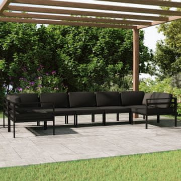 Vidaxl Vrtni namještaj od 7 dijelova s jastucima, aluminij, antracit
