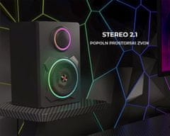 Genesis Helium 800 računalni zvučnici, stereo 2.1, 60W RMS, RGB LED rasvjeta, Bluetooth 5.0, upravljačka ploča, daljinski upravljač, crna