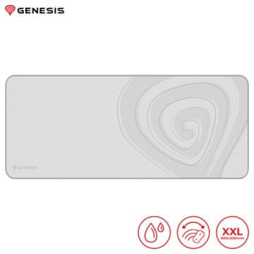 Genesis Carbon 400 XXL Logo gaming podloga, vodootporna, glatka površina, zaštićeni rubovi, neklizajuća, 800x300 mm, bijela
