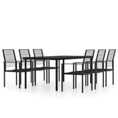 Vidaxl 7-dijelni vrtni blagovaonski set crni