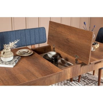 Woody Fashion Set stolova i stolica (4 komada), Orah Tamno plava, Vina 1048 - Dark Blue, Walnut