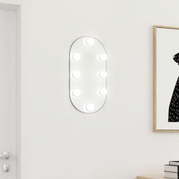 Vidaxl Ogledalo s LED svjetlima, 40x20 cm, staklo, ovalno
