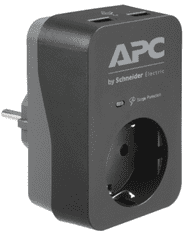 APC Essential SurgeArrest utičnica, zaštita od prenapona, 2x USB, crna (PME1WU2B-GR)