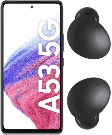 Samsung Galaxy A53 5G pametni telefon, 8GB/256 GB, crni i Samsung Galaxy Buds2 (SM-R177) bežične slušalice, crne