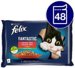 Felix Fantastic paketi s piletinom i rajčicom, s govedinom i mrkvom u želeu, 48x85 g