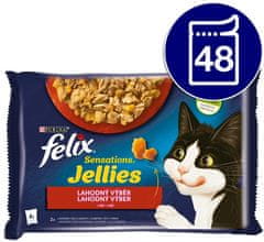 Felix Sensations Jellies govedina i piletina u želeu, 48x85 g