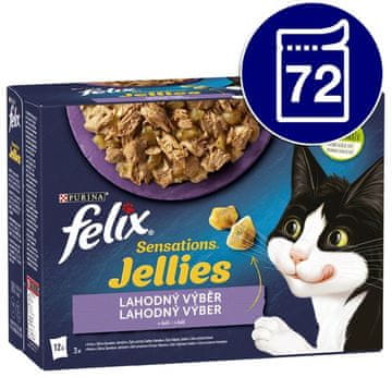 Felix Sensations Jellies janjetina, skuša, bakalar, puretina u želeu 72 x 85 g