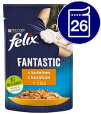 Felix hrana za mačke Fantastic s piletinom u želeu, 26 x 85 g
