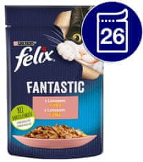 Felix hrana za mačke Fantastic s lososom u želeu, 26 x 85 g