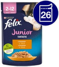 Felix hrana za mačke Fantastic Junior s piletinom u želeu, 26 x 85 g